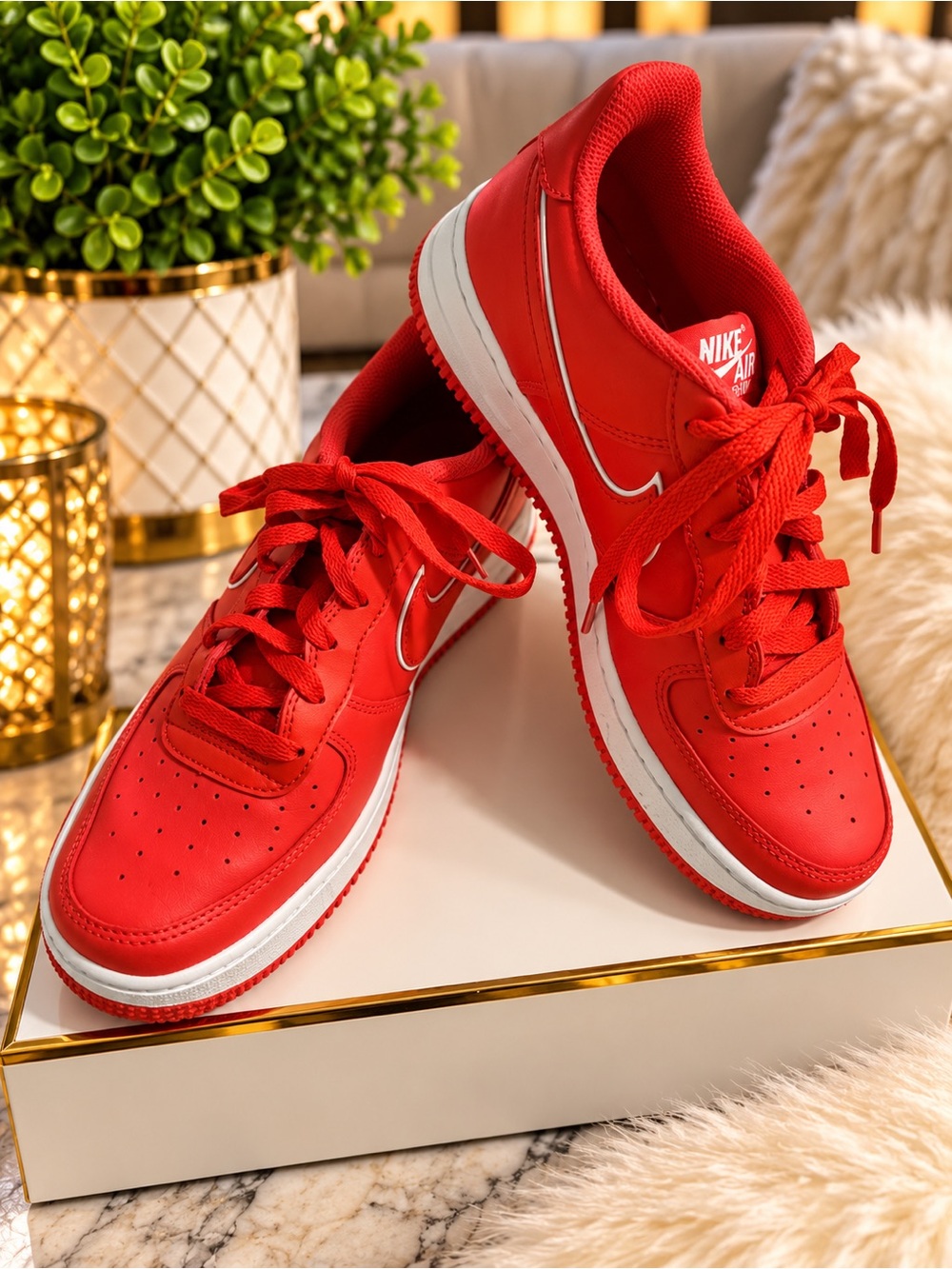 Nike Red Low-Top Sneakers with White Accents
